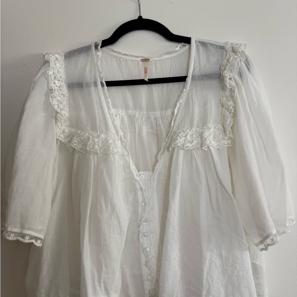 Free People White Boho Top
